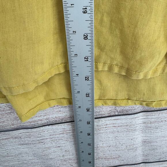 Pilcro Anthropologie Linen V-Neck Button Down Shirt Womens Medium Yellow - Picture 11 of 11